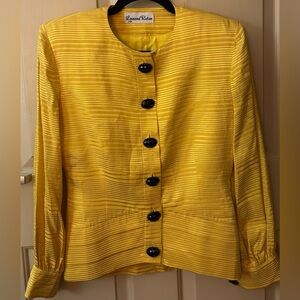 Leonard Rutan Yellow Striped Women's Jacket with Shoulder pads